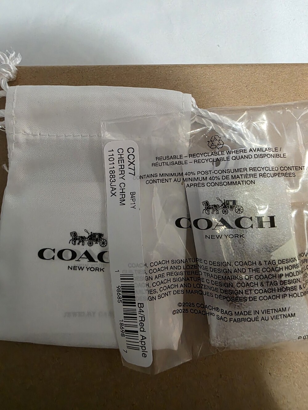Coach Small Cherry Charm Nwt - Picture 3 of 7